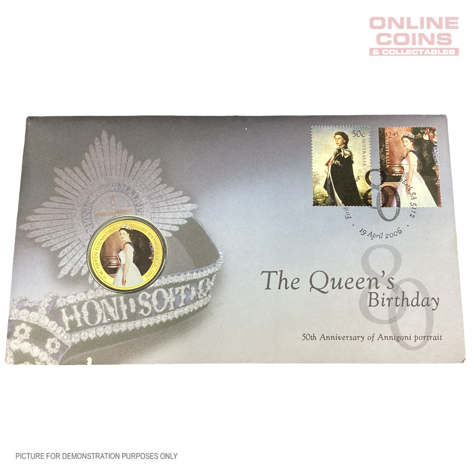 2006 Uncirculated 50c PNC - Perth Mint - The Queen's 80th Birthday